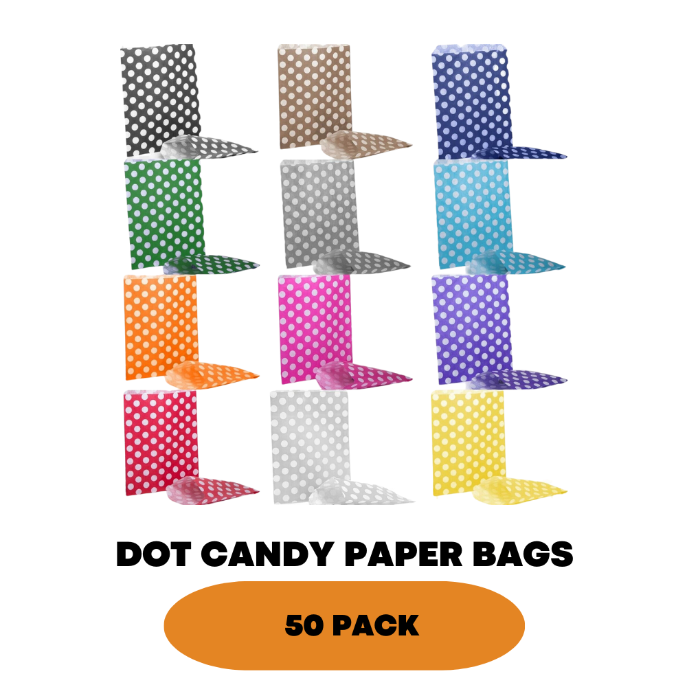 50x Polka Dot Candy Paper Wedding Favour Bags - ZYBUX