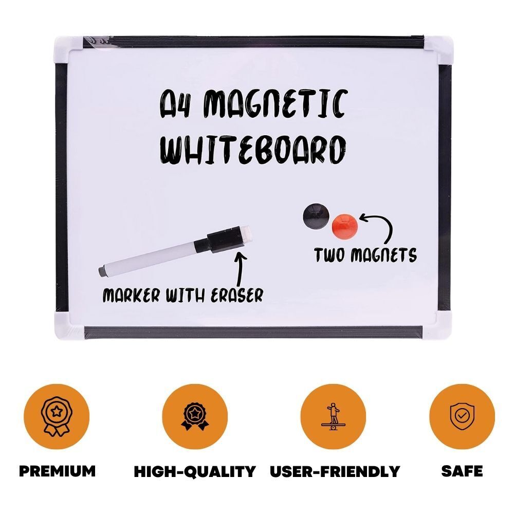 Small A4 Magnetic Whiteboard with White Dry Wipe Home Office School Memo Board - ZYBUX