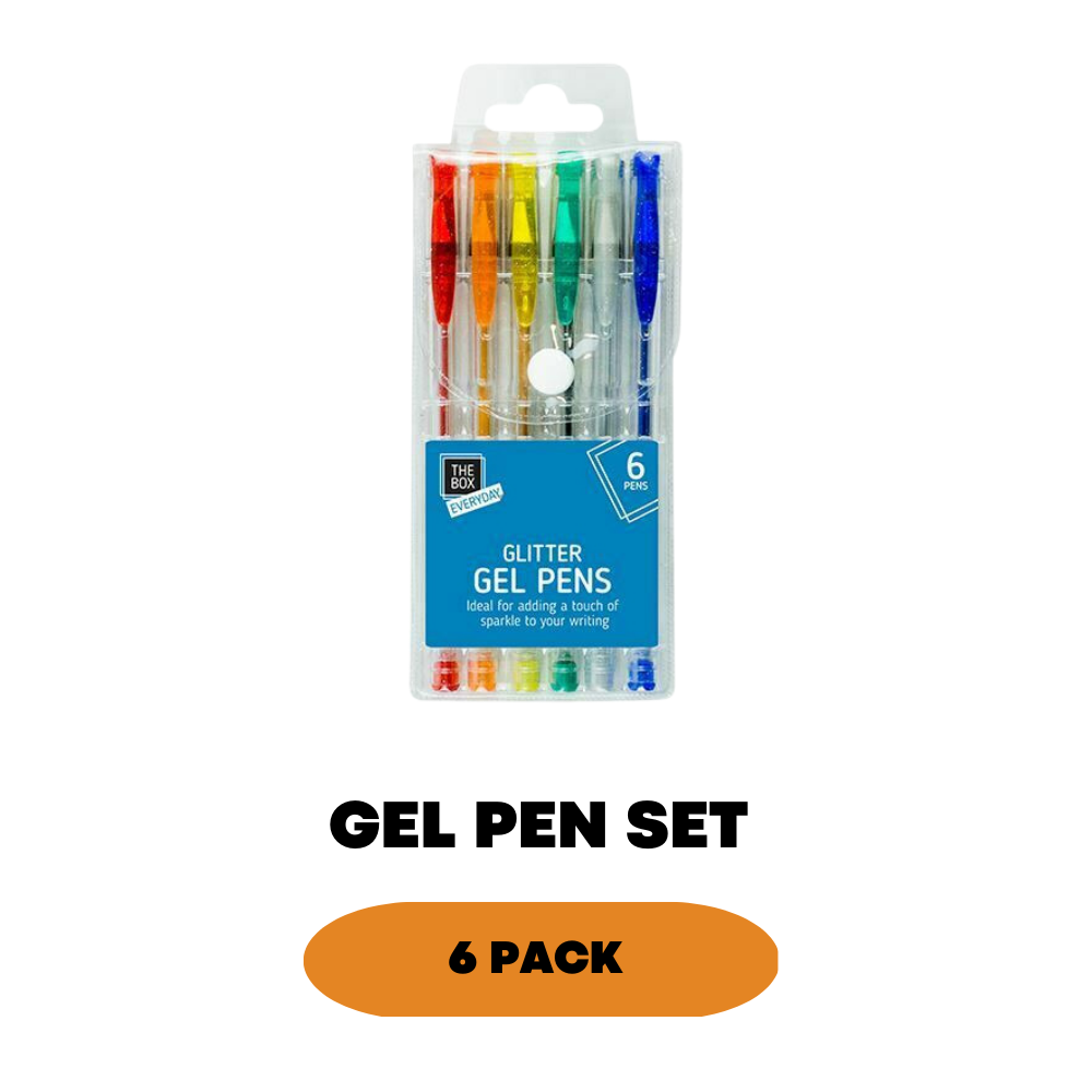 Glitter Gel Pen Set Kids Adults Colouring Book Pens Art Craft Stationary 6 Pack - ZYBUX