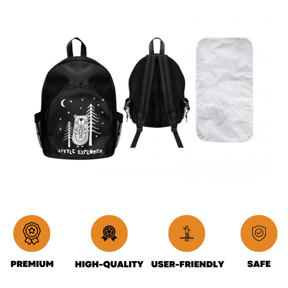 Nappy Changing Mummy Bag for Baby Diaper Large Rucksack with Changing Mat, Black - ZYBUX