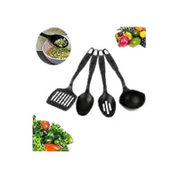 4 Pack Plastic Kitchen Utensil Set 28cm Ladle Turner Spoons Food Cooking Tools