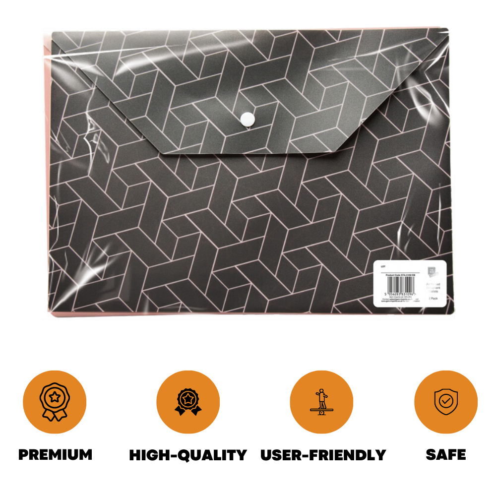 A4 Plastic Wallets with Press Stud - Office Storage Folders
