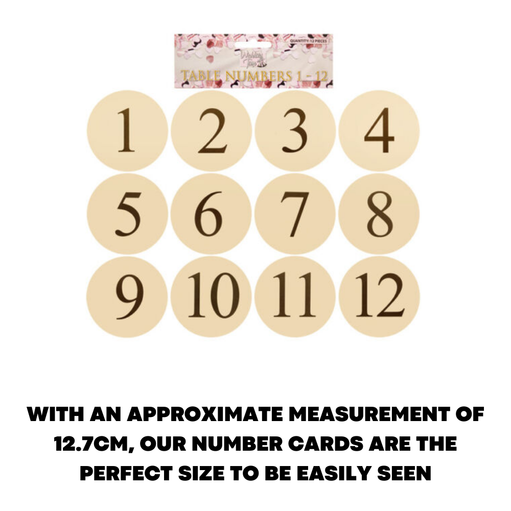 1-12 Table Number Cards Wedding Event Party Top Table Card Seating Plan Numbers - ZYBUX