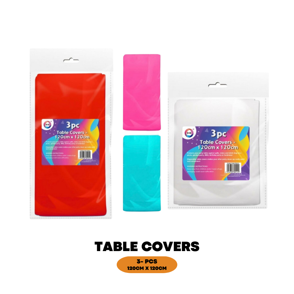3 Pack Disposable Plastic Table Covers For Easy Cleaning