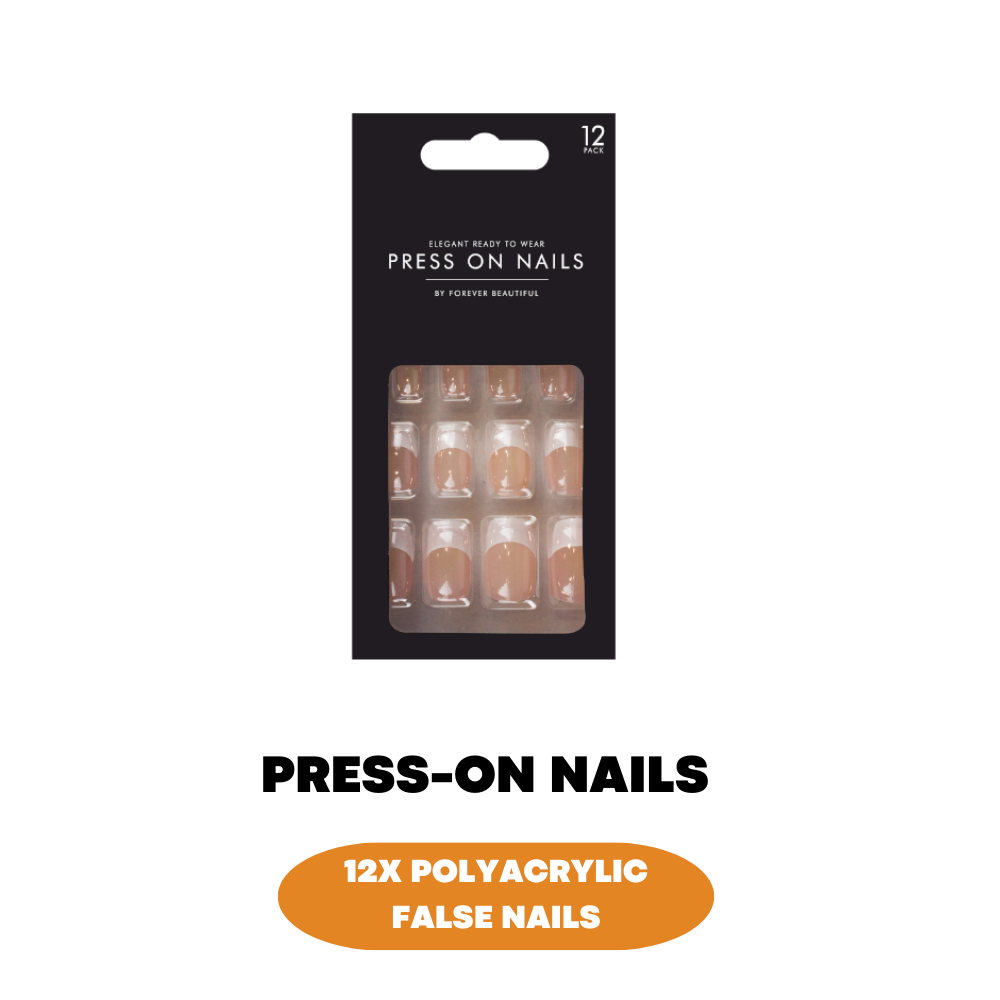 12x Press-On False Nails Set - French Beauty Manicure