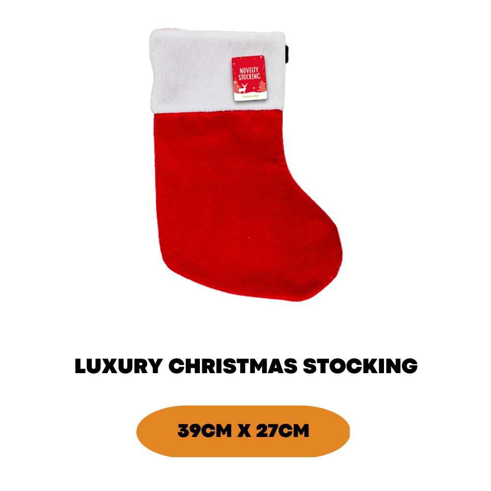 2x Luxury Christmas Stocking Xmas Novelty Sock Deluxe Felt Super Soft Thick, Red - ZYBUX