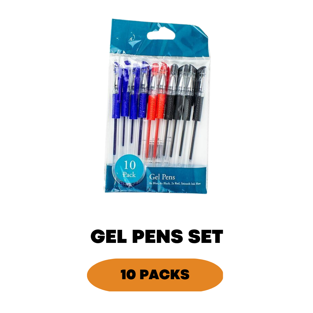 10 Pack Gel Pen Set Kids Adults Colouring Book Pens Arts Crafts Stationary Set - ZYBUX