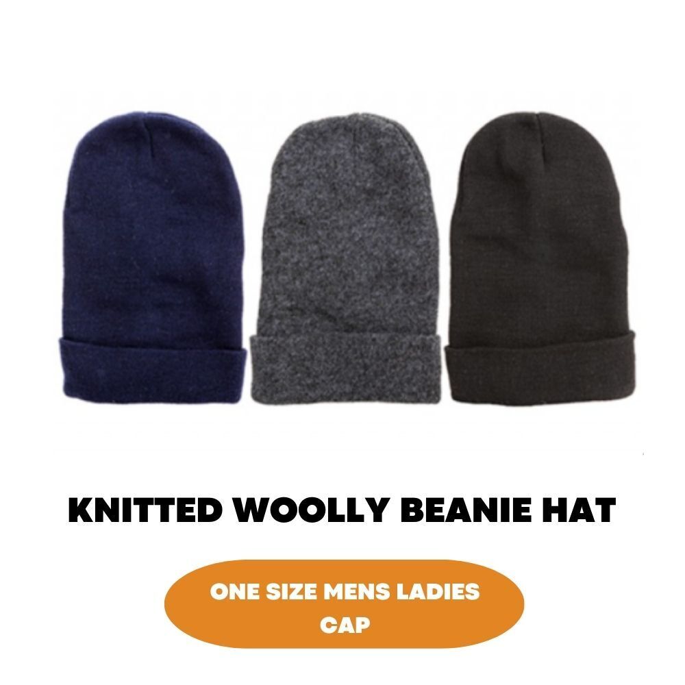 Mens Ladies Knitted Woolly Slouch Beanie Hat Winter Cap Unisex Adults Skateboard