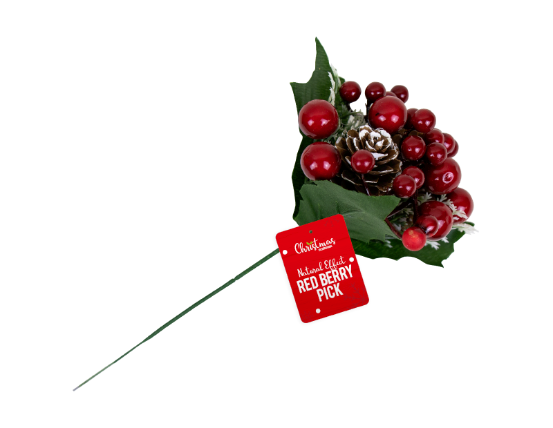 3x Red Berry Stems Flower Decoration Christmas