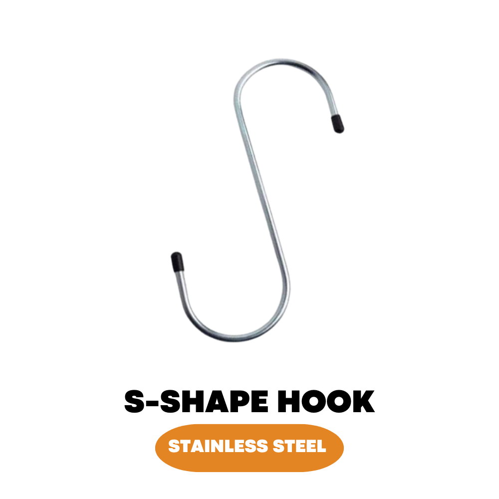 5x S shaped Hooks Stainless Steel S Hook Kitchen Meat Pan Clothes Hanger Hanging - ZYBUX