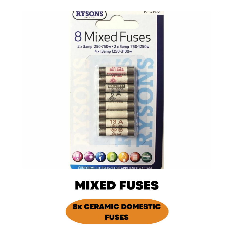 8x Ceramic Domestic Fuses Plug Top Household Cartridge Main Electrical 3-5-13Amp - ZYBUX