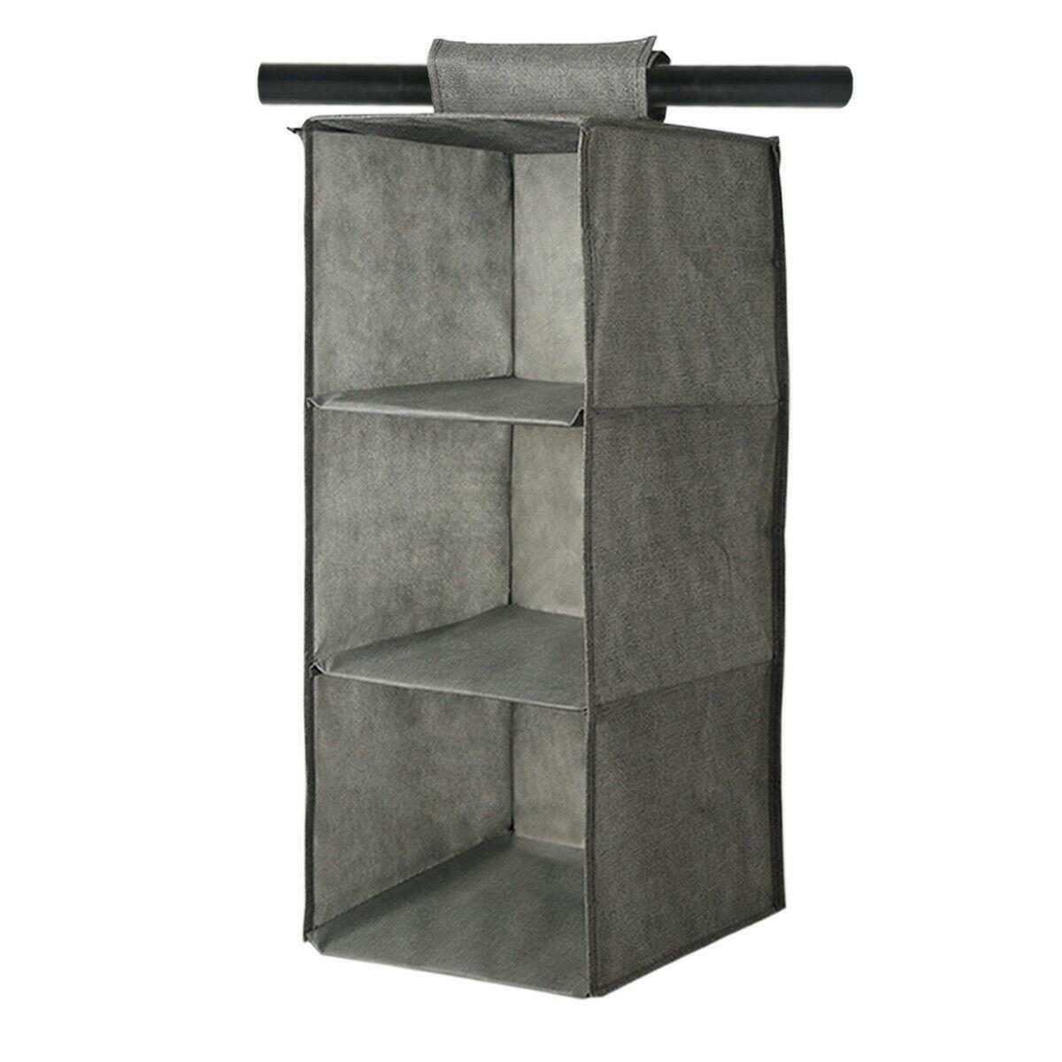 3 Pocket Wardrobe Hanging Shelf Storage Rack Clothes Shoes Organise Hang Closet - ZYBUX
