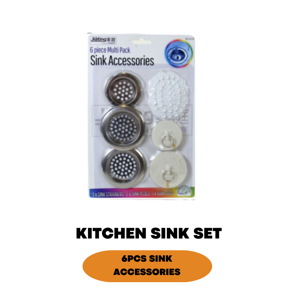 6 Pcs Sink Accessories Set Includes Strainers, Plugs & Soap Dish