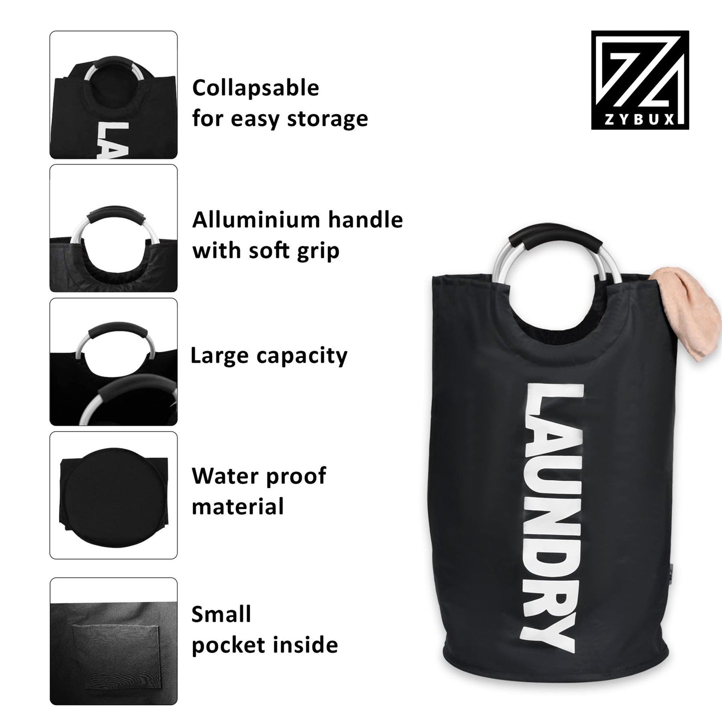 Laundry Basket 82L Collapsible Fabric Hamper, Foldable Clothes Bag, Washing Bin