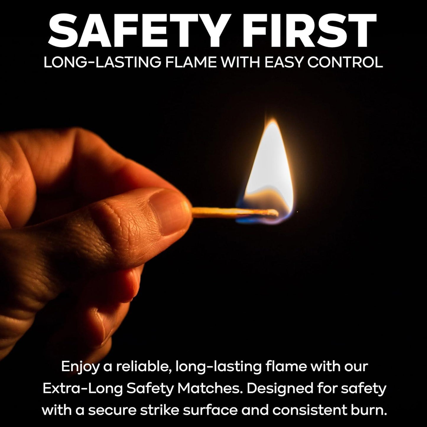 ZYBUX 5X Extra Long Safety Matches Sticks, Slow Burning, Ideal for Candles, Cigar, Fireplaces, Grills