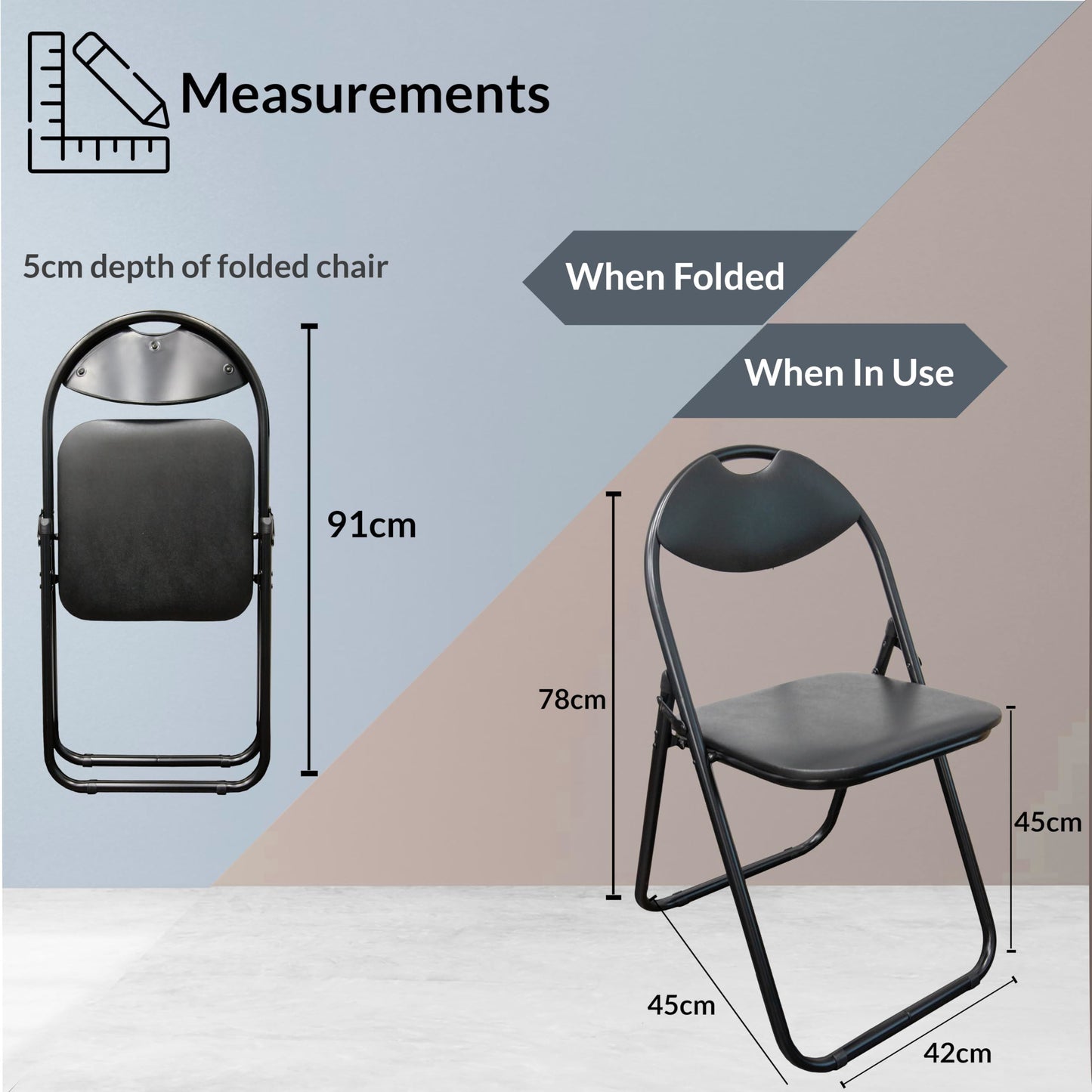 ZYBUX - Paris Folding Chairs - Ergonomic Faux Leather Padded Chairs for Home, Office, Dining, and Events - Easy to Fold and Store