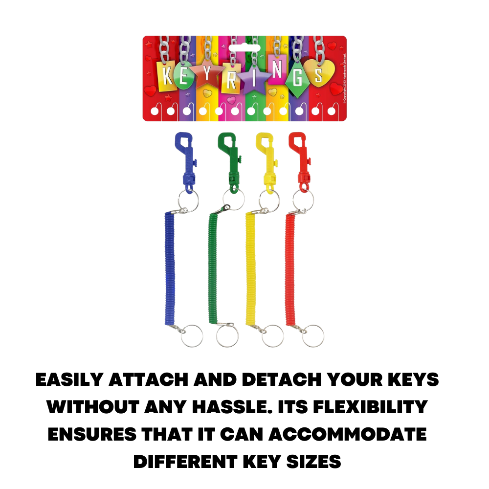 Spiral Key Chain Belt Snap Hook Clip On Ring Coil Stretch Spring Keyring Safe