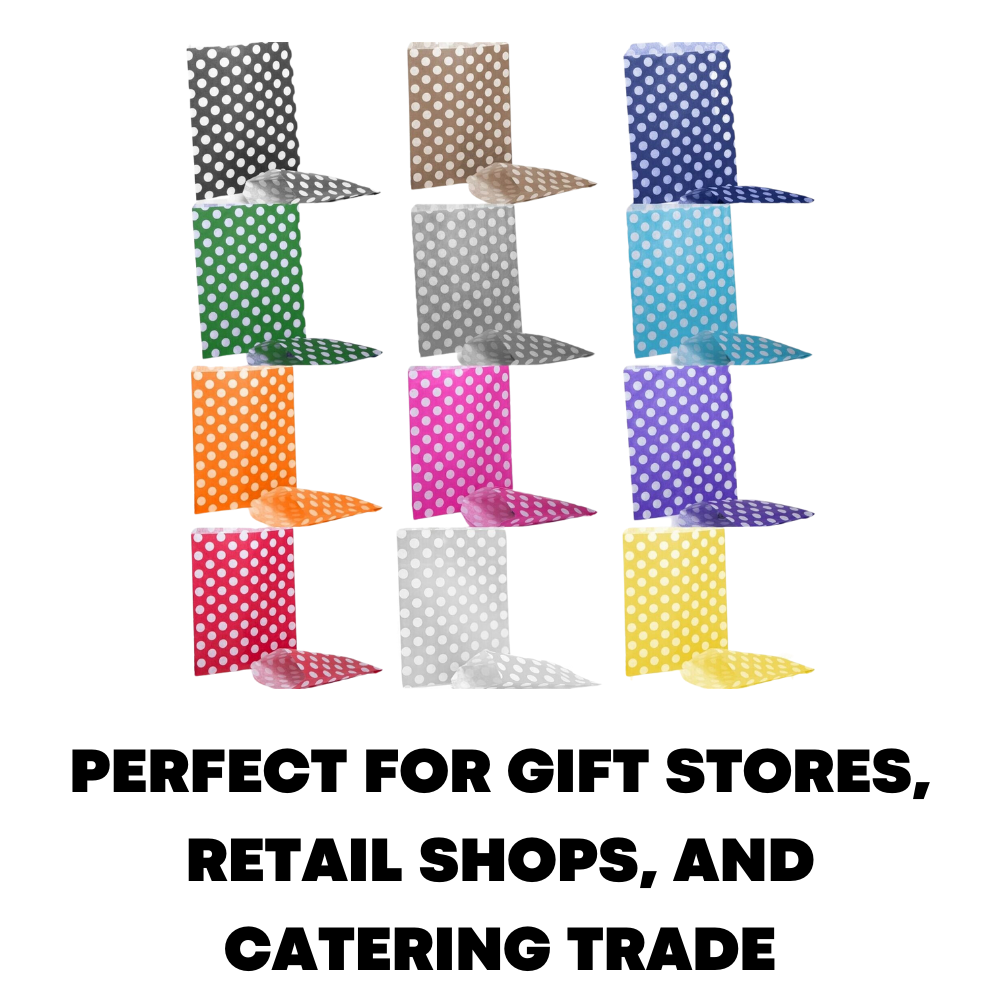 50x Polka Dot Candy Paper Wedding Favour Bags - ZYBUX