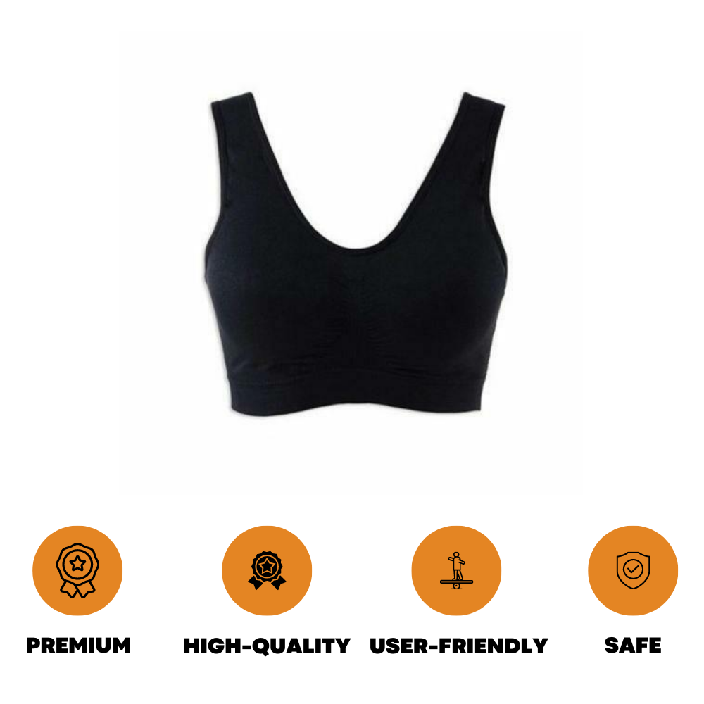 Black Seamless Sports Bra Crop Top Vest Shapewear Comfort Stretch Strapless Bras - ZYBUX