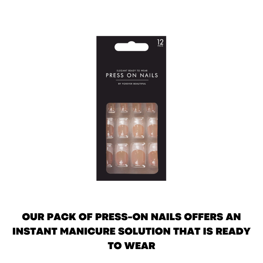12x Press-On False Nails Set - French Beauty Manicure