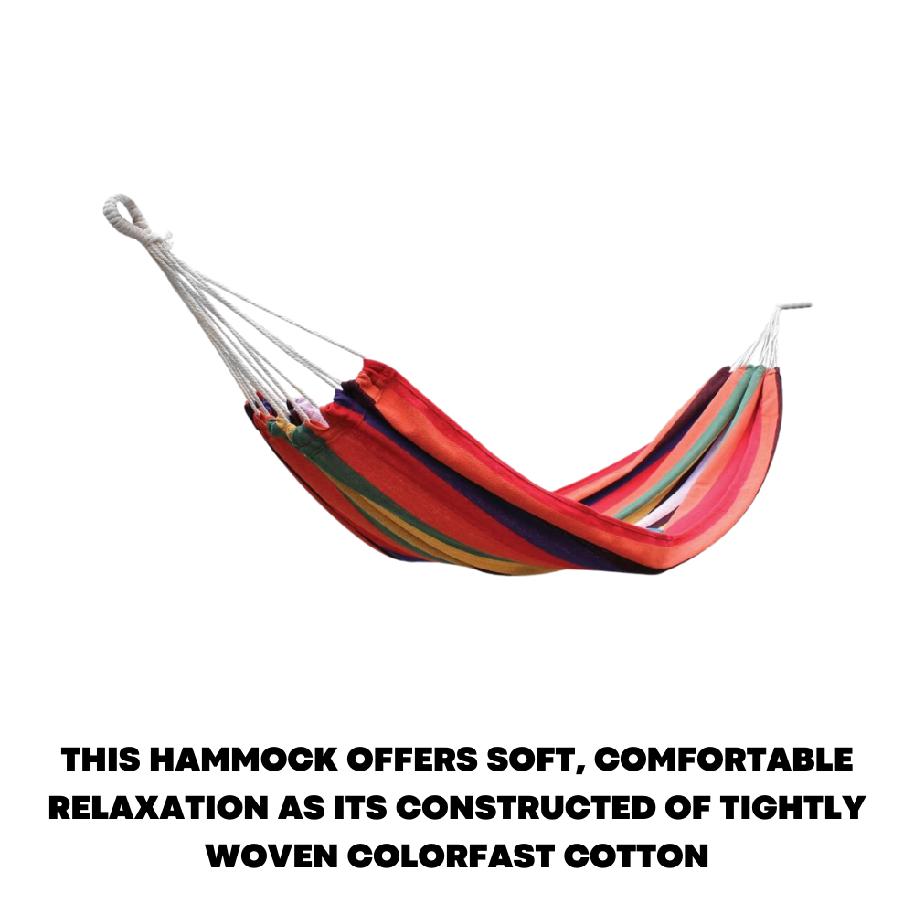 Garden Hammock Camping Cotton Fabric Outdoor Travel Swing Lightweight Hang Bed - ZYBUX