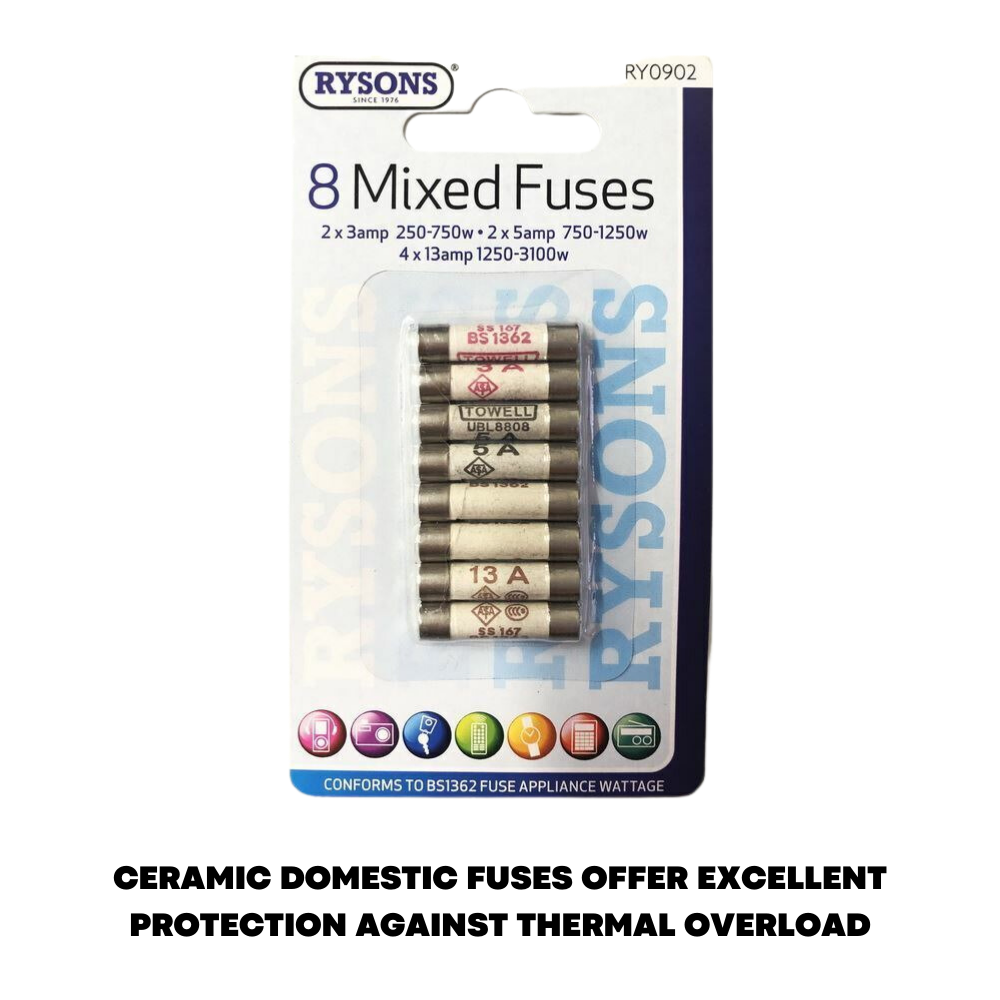 8x Ceramic Domestic Fuses Plug Top Household Cartridge Main Electrical 3-5-13Amp - ZYBUX