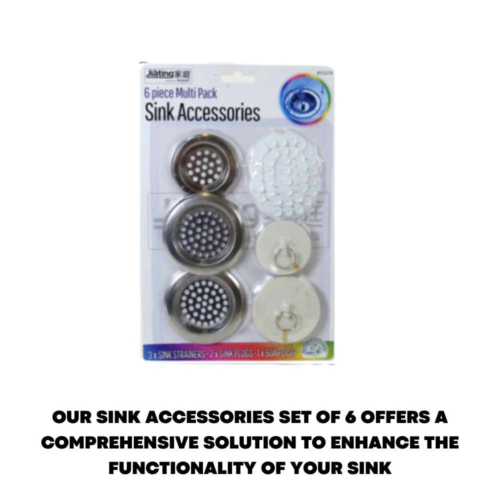 6 Pcs Sink Accessories Set Includes Strainers, Plugs & Soap Dish