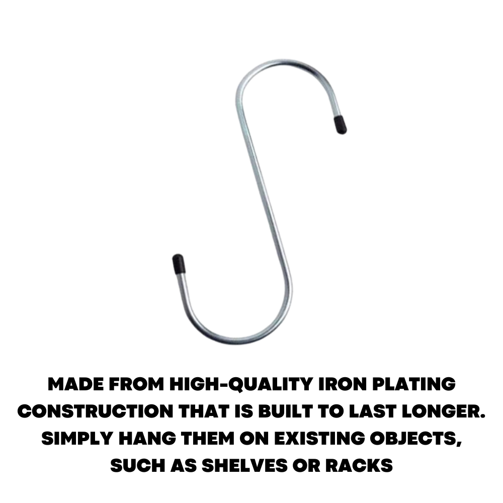 5x S shaped Hooks Stainless Steel S Hook Kitchen Meat Pan Clothes Hanger Hanging - ZYBUX