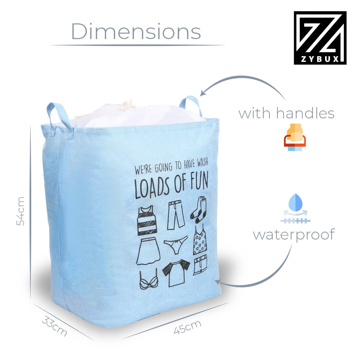 75L Foldable Laundry Storage Washing Bin Basket Large Waterproof Cloth Baggage - ZYBUX
