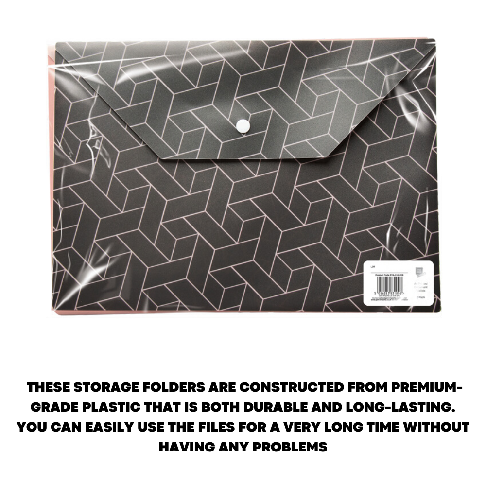 A4 Plastic Wallets with Press Stud - Office Storage Folders