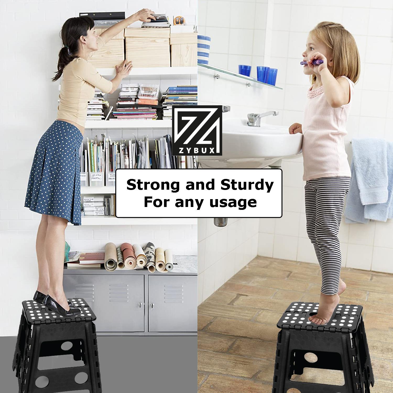 Folding Box Stool Multi Purpose Seat Plastic Collapsible Stepping Tool, Portable - ZYBUX