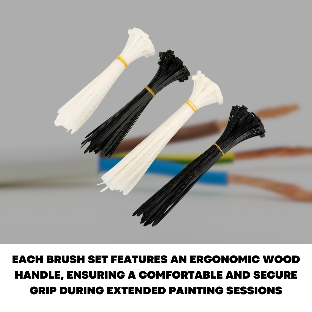 48x Cable Plastic Ties Zip Cord For Heavy Duty Organisation