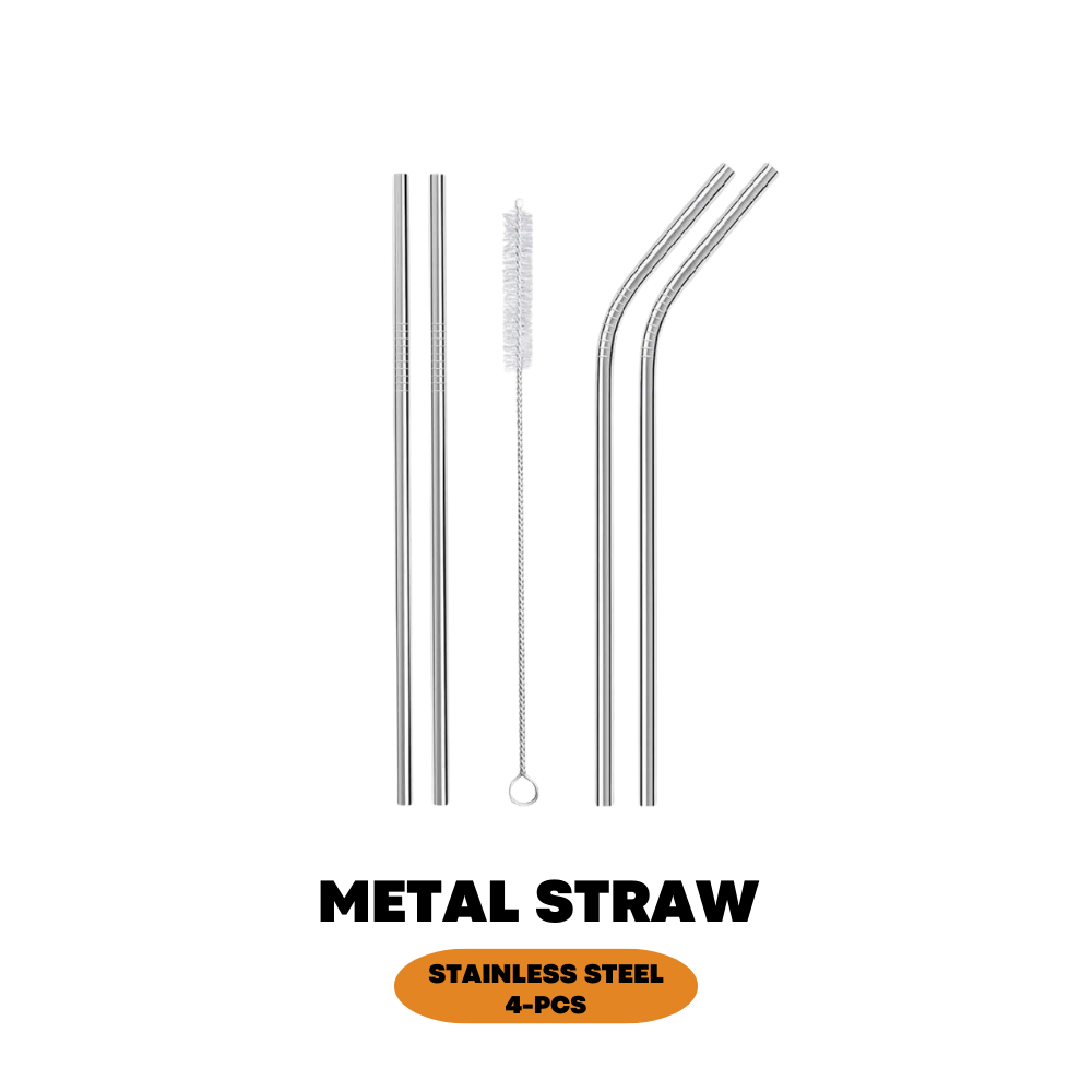 23 cm Silver Drinking Straws Stainless Steel Reusable