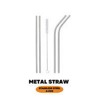 23 cm Silver Metal Drinking Straws Stainless Steel Reusable Cleaning Drink Party