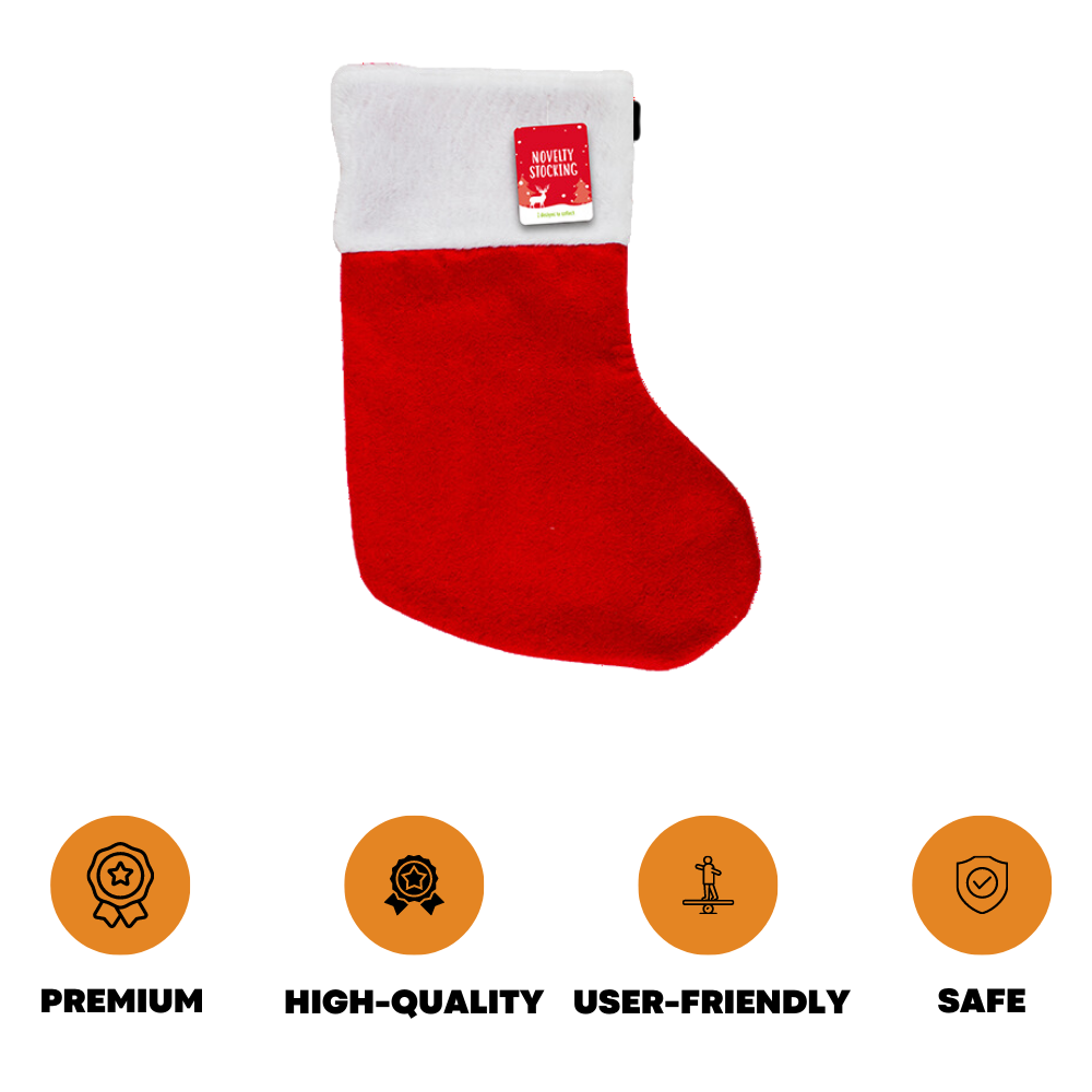 2x Luxury Christmas Stocking Xmas Novelty Sock Deluxe Felt Super Soft Thick, Red - ZYBUX