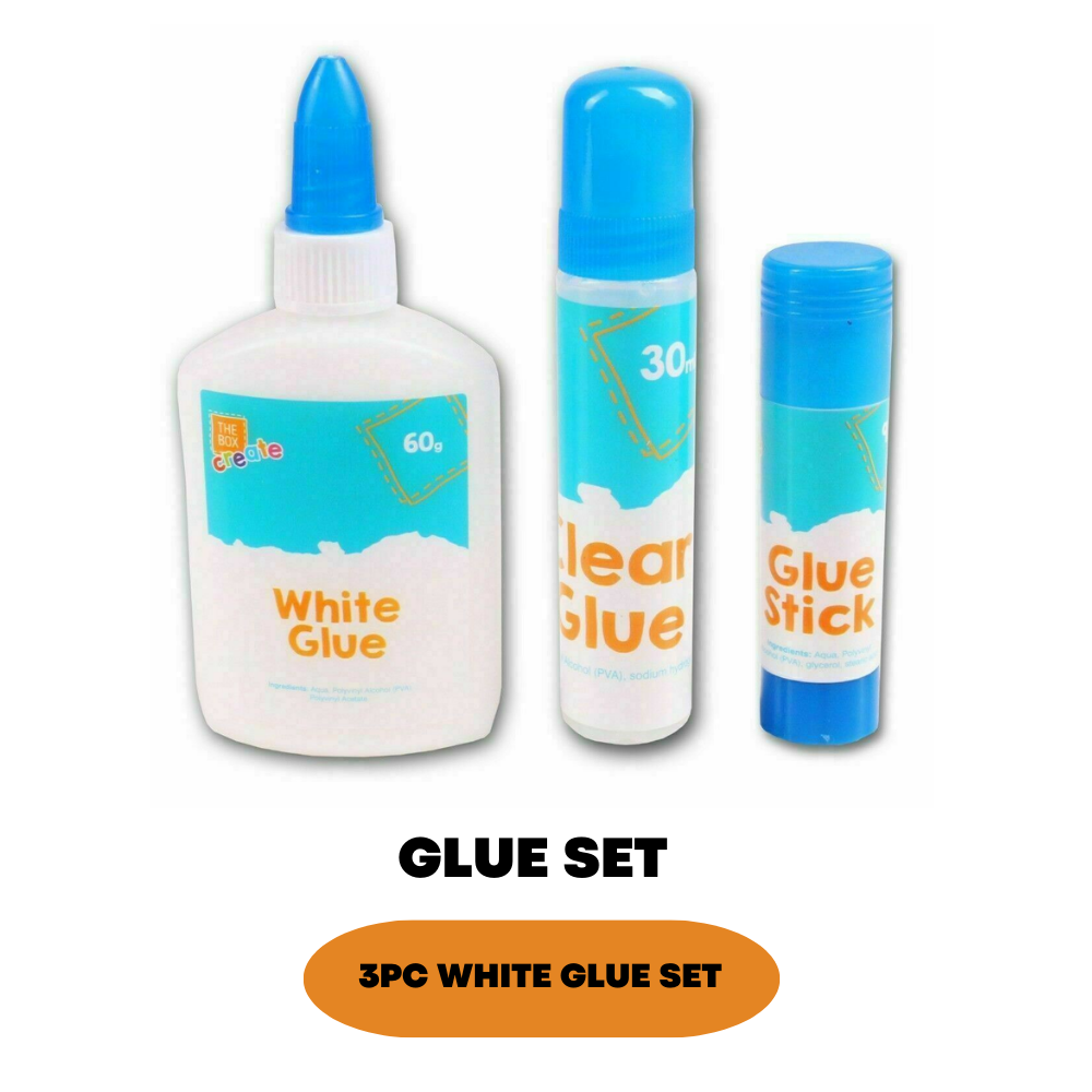 3Pc Glue Set Adhesive White Clear Stick Card Craft Paper Book School Office Home - ZYBUX