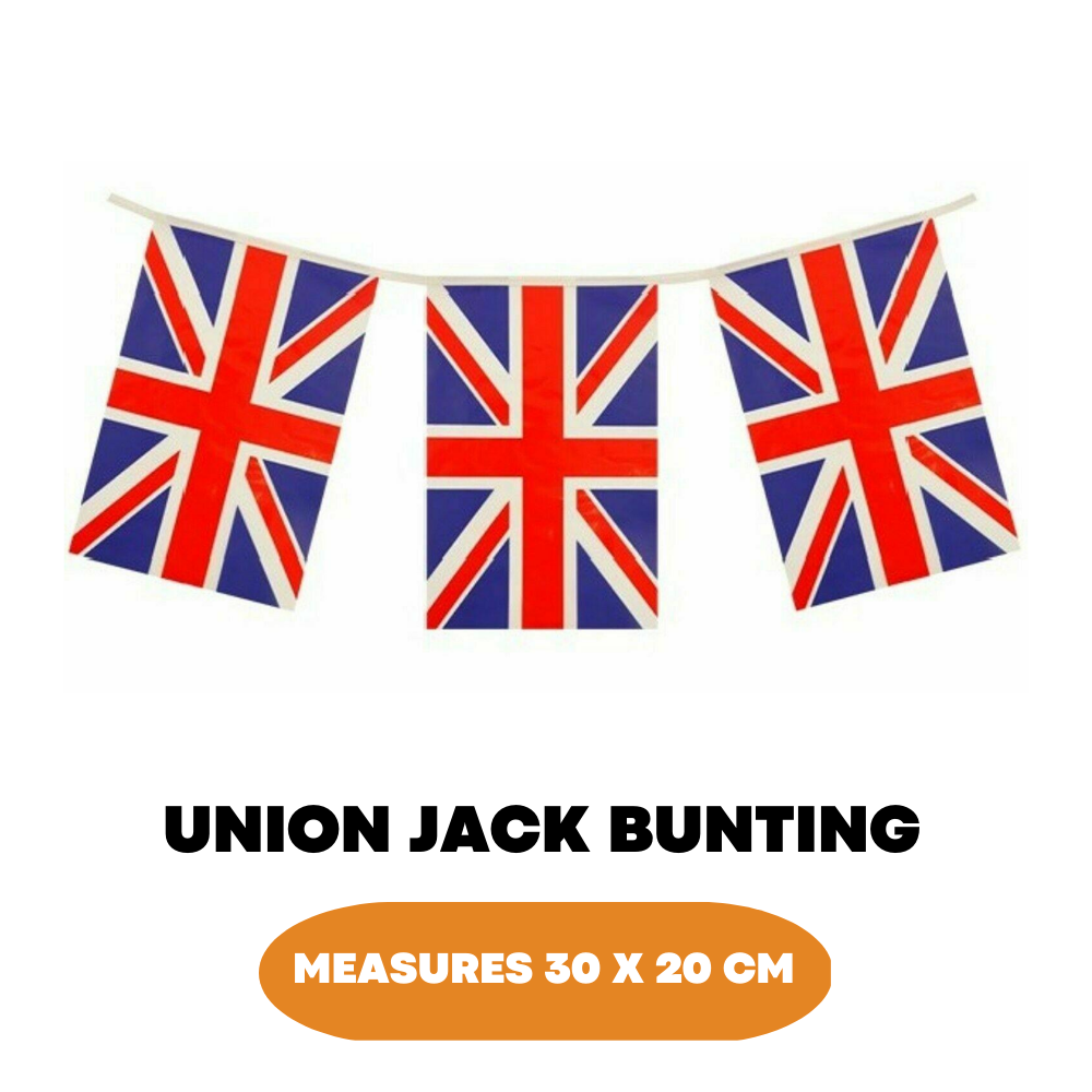Union Jack 6M Bunting 30 x 20cm Flags National Celebrations New King Coronation - ZYBUX