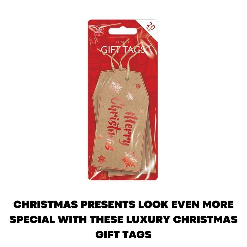 20x Merry Christmas Gift Tags Kraft Paper Tag Xmas Handmade Luxury Card 12x5.5cm - ZYBUX