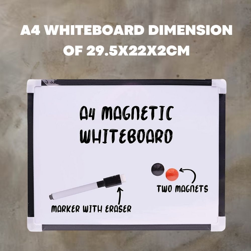 Small A4 Magnetic Whiteboard with White Dry Wipe Home Office School Memo Board - ZYBUX