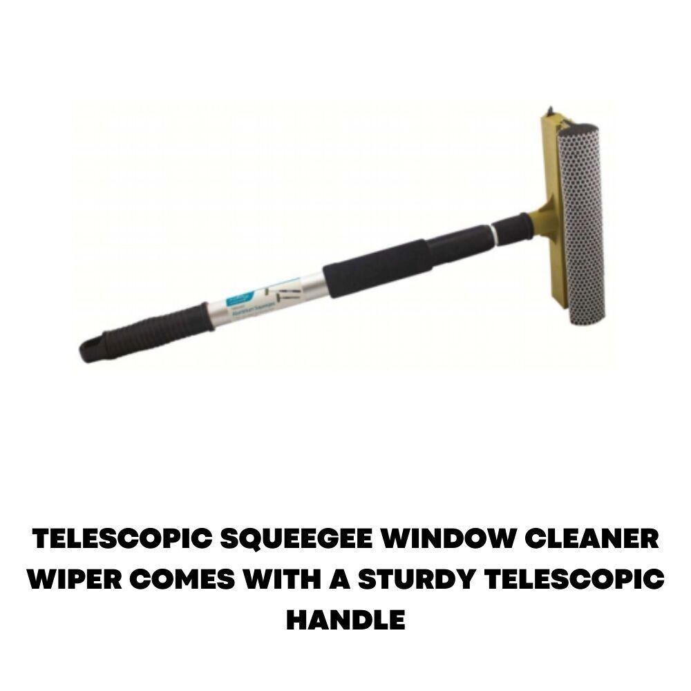 Telescopic Handle Squeegee Extendable Window Cleaner Wipe Detachable Sponge Head - ZYBUX