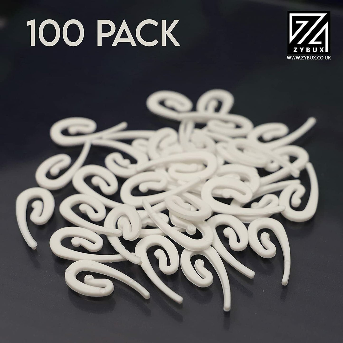 100x Curtain Hooks For Ring Header Tape White Plastic Door Window Hook Drapery - ZYBUX
