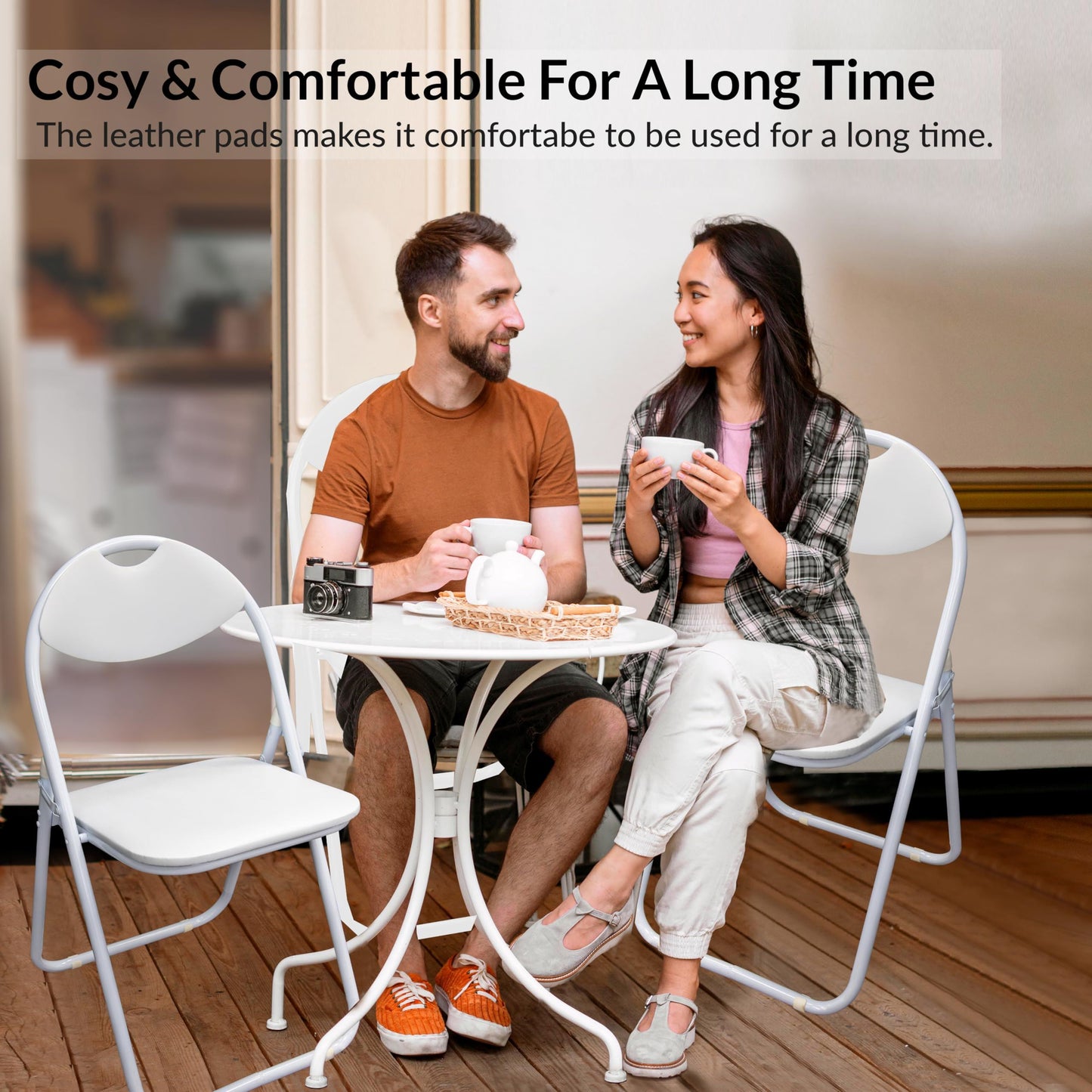 ZYBUX - Paris Folding Chairs - Ergonomic Faux Leather Padded Chairs for Home, Office, Dining, and Events - Easy to Fold and Store