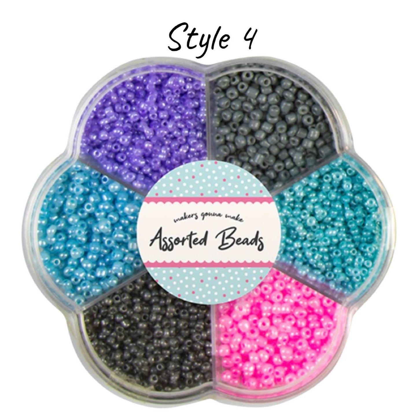 Assorted Beads In Flower Box - 100g Bright Colours Embroidery Jewellery Crafts