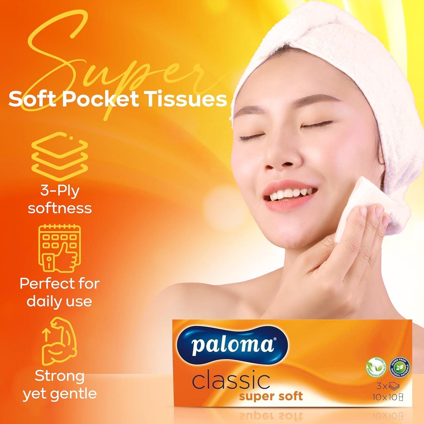Super Soft Pocket Tissues (10 Packs of 10) - 3-Ply Facial Tissues for Purse, Hand Bags