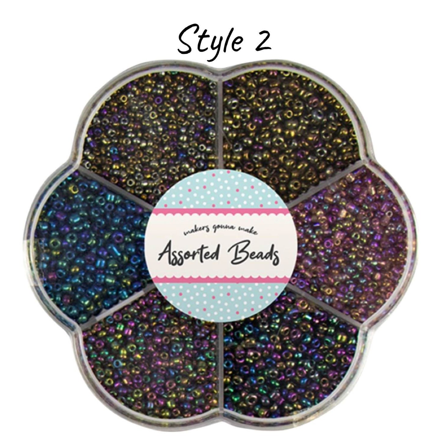 Assorted Beads In Flower Box - 100g Bright Colours Embroidery Jewellery Crafts