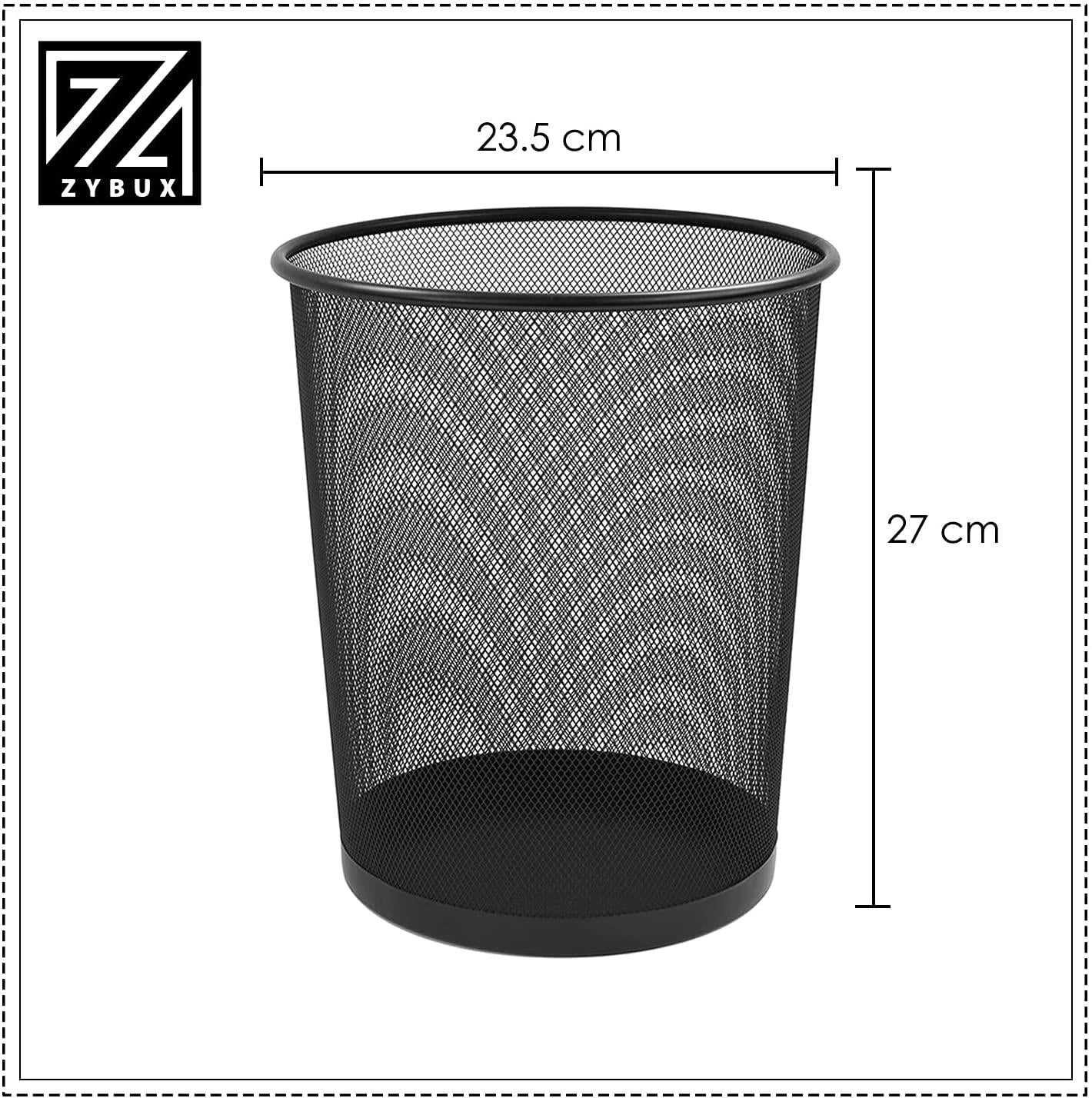 2 x METAL MESH WASTE PAPER BIN FOR OFFICE HOME USE BEDROOM - LIGHTWEIGHT STURDY