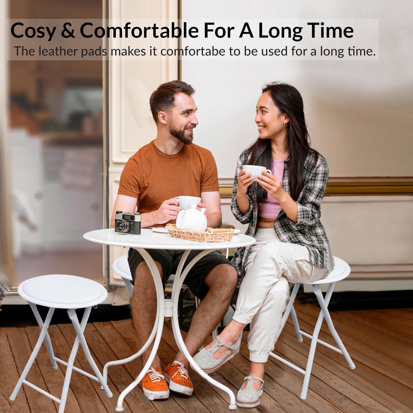 ZYBUX - Portable Round Stool - Folding, Compact, and Versatile for Home Office
