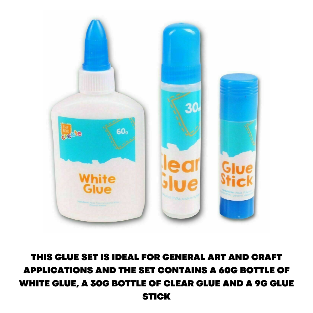 3Pc Glue Set Adhesive White Clear Stick Card Craft Paper Book School Office Home - ZYBUX