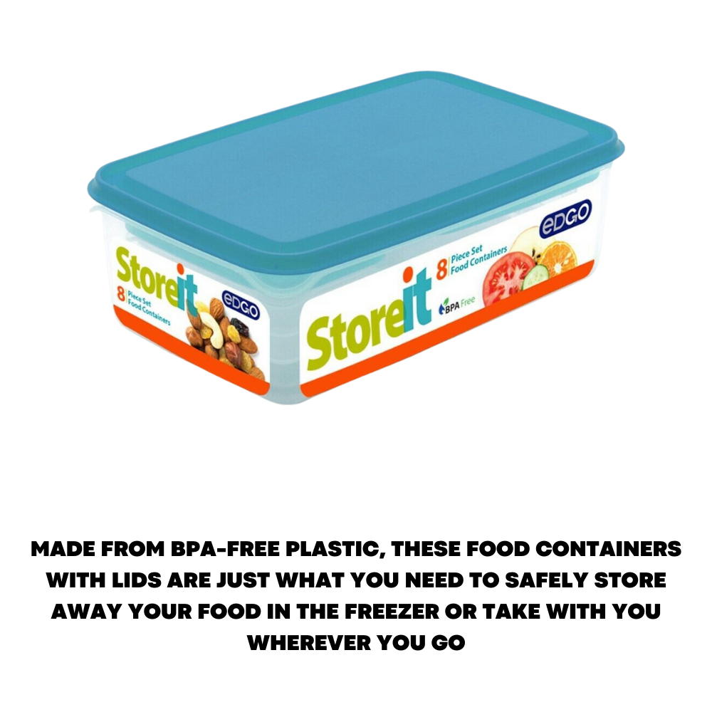 8x Plastic Food Containers Storage Boxes Set With Lid Lunch Box Microwave Safe - ZYBUX