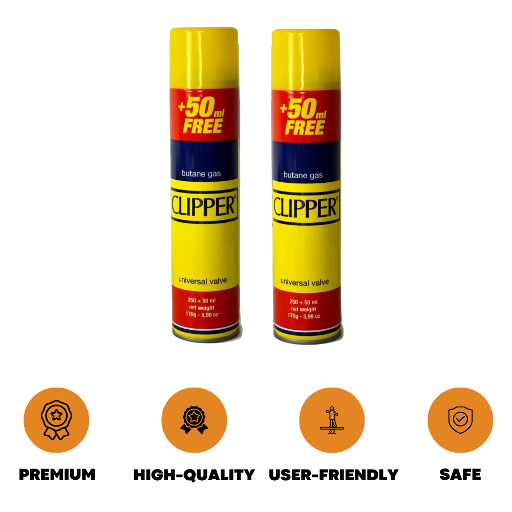 2x Clipper Universal High-Quality Butane Gas Lighter Fuel Fluid Refill 300ML - ZYBUX